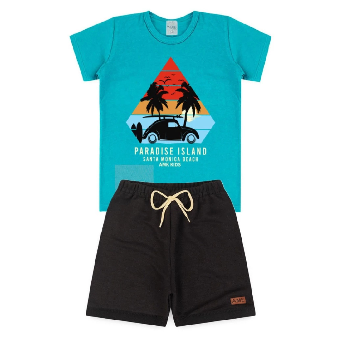 👕👦 StyleKids™ – Conjunto Infantil Masculino Bermuda + Camiseta