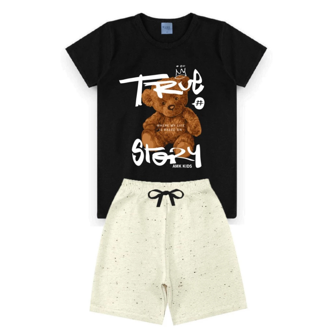 👕👦 StyleKids™ – Conjunto Infantil Masculino Bermuda + Camiseta