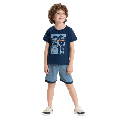 👕👦 StyleKids™ – Conjunto Infantil Masculino Bermuda + Camiseta