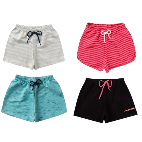 👧🩳 ComfortShorts™ – Kit com 3 Shorts Infantil Feminino