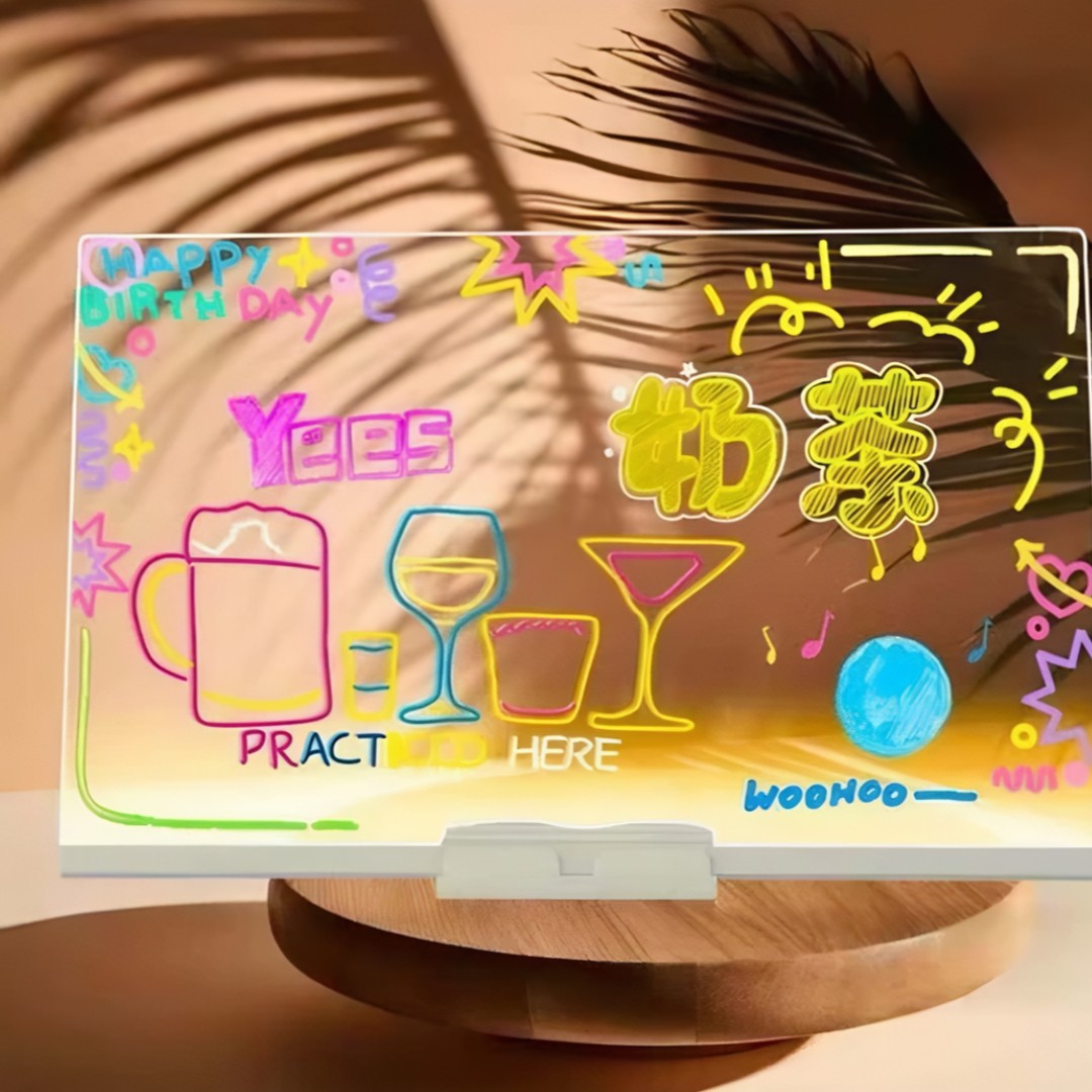 💡 Luminária LED Escreve&Brilha™ – Abajur 3D com Quadro de Notas