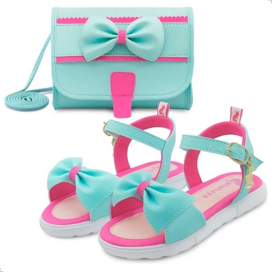 👡 MiniChic™ – Kit Sandália Infantil com Laço + Bolsa Summer para Meninas