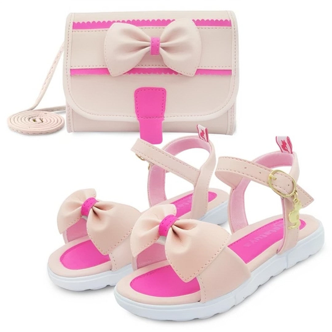 👡 MiniChic™ – Kit Sandália Infantil com Laço + Bolsa Summer para Meninas