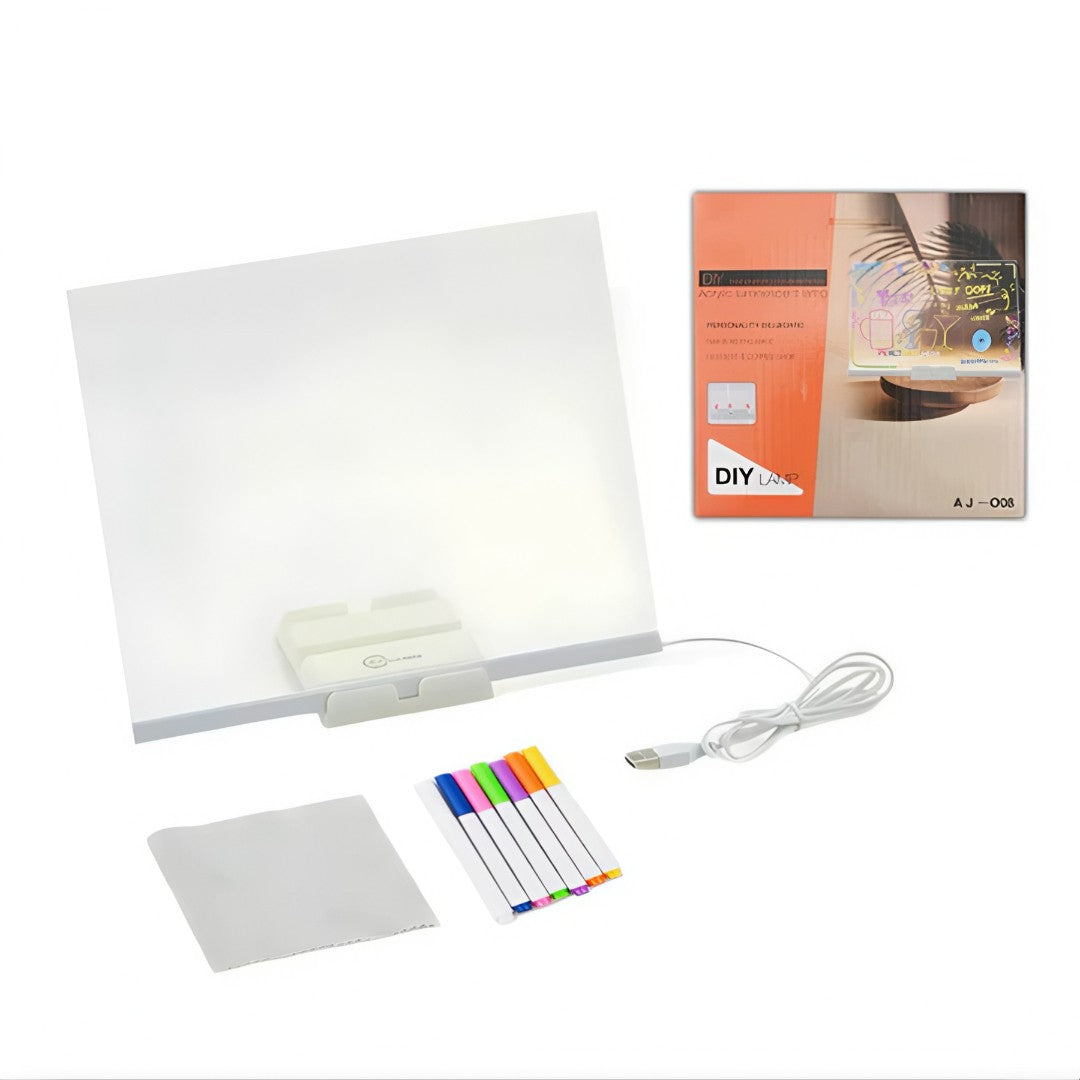 💡 Luminária LED Escreve&Brilha™ – Abajur 3D com Quadro de Notas