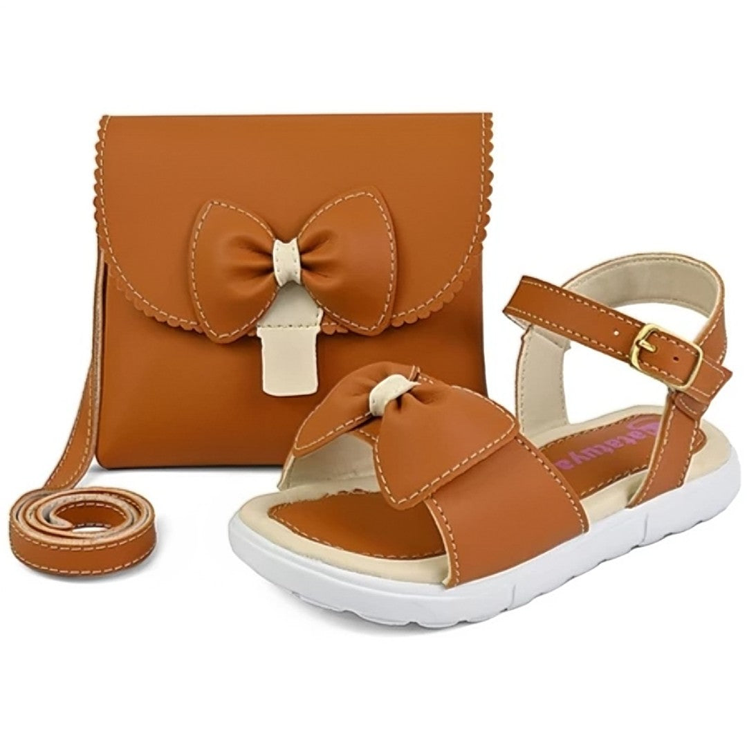 👡 MiniChic™ – Kit Sandália Infantil com Laço + Bolsa Summer para Meninas