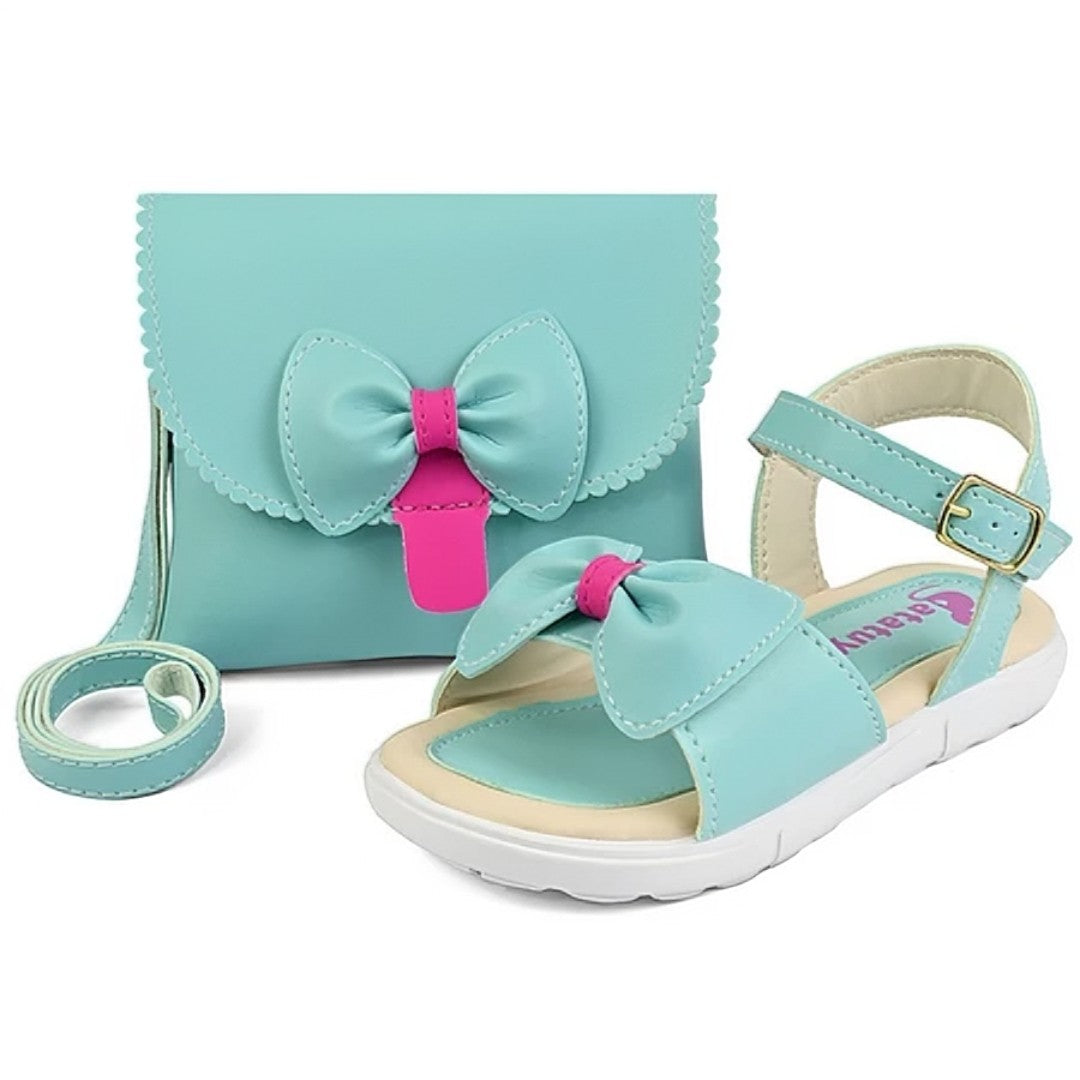 👡 MiniChic™ – Kit Sandália Infantil com Laço + Bolsa Summer para Meninas