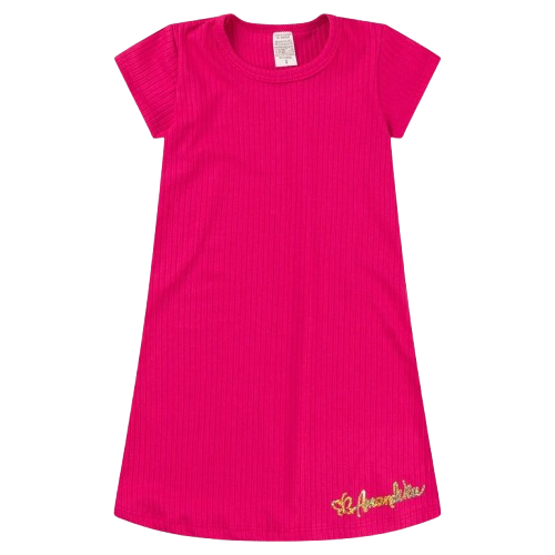 👗🌸 CottonCharm™ – Vestido Infantil Menina em Cotton Estampado com Ribana Canelada