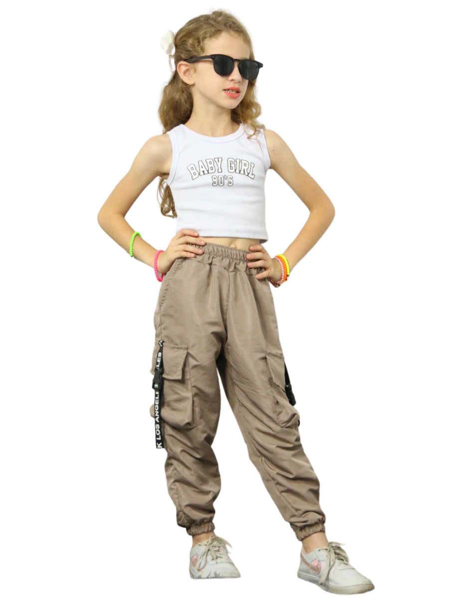 Calça Jogger Infantil Tactel Modelo Unissex Juvenil Serve Para Crianças Meninas e Meninos Cargo 4 Bolsos