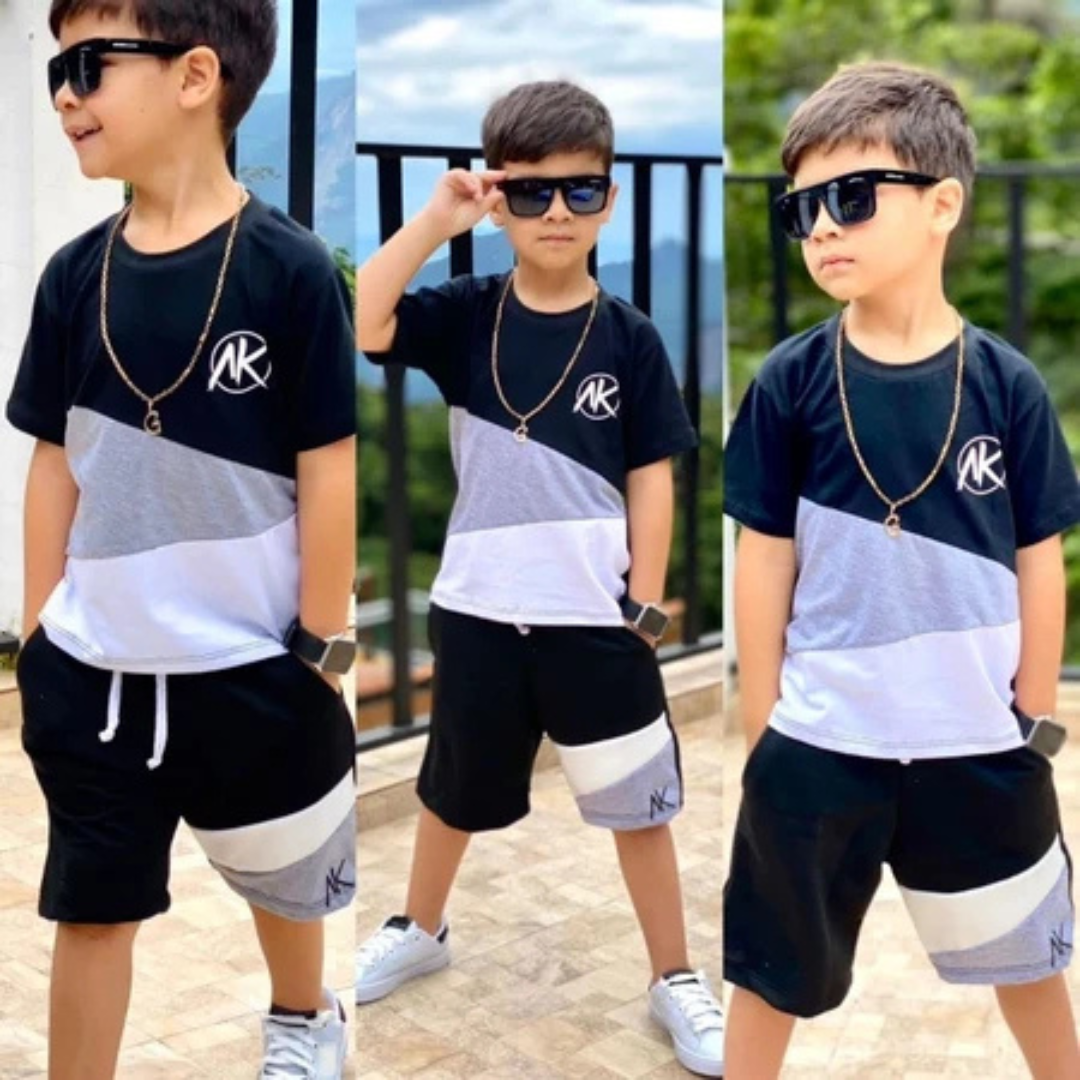 Conjunto Infantil Menino Juvenil Masculino Kit Bermuda e Camiseta Roupa Verão