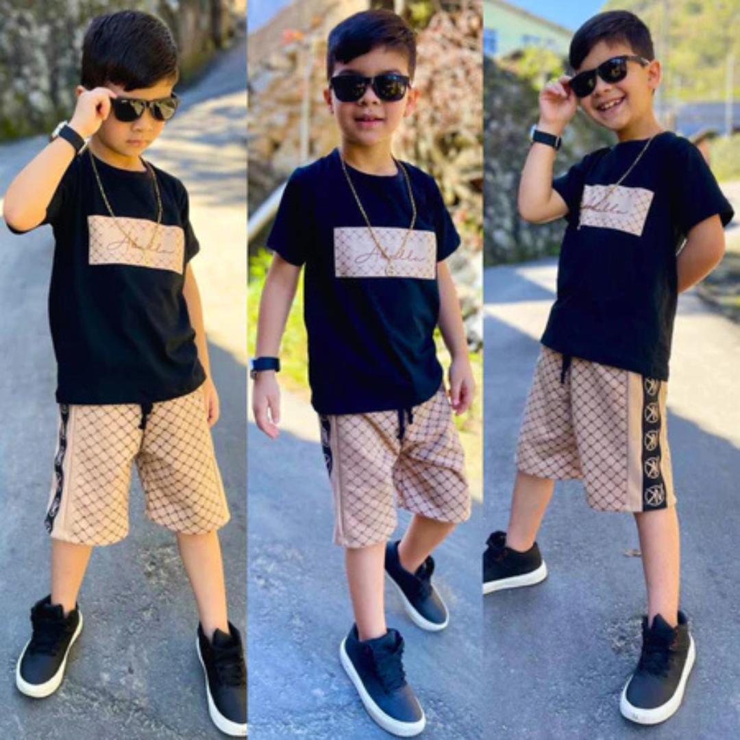 Conjunto Infantil Menino Juvenil Masculino Kit Bermuda e Camiseta Roupa Verão