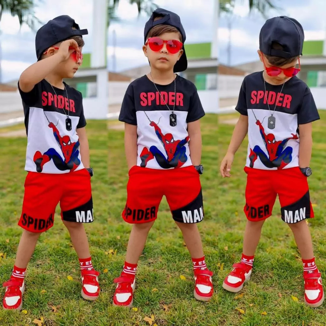 Conjunto Infantil Menino Bermuda & Camisa Masculina Juvenil Dryfit — Personagens (4 ao 14 anos)