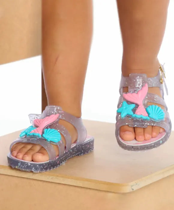 Sandália Papete Sereia Com Brilho Infantil