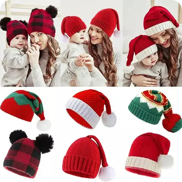 Gorro De Natal Mãe-Filho e Pai-Filho