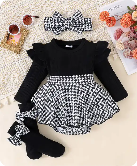Conjunto Feminino Infantil Xadrez