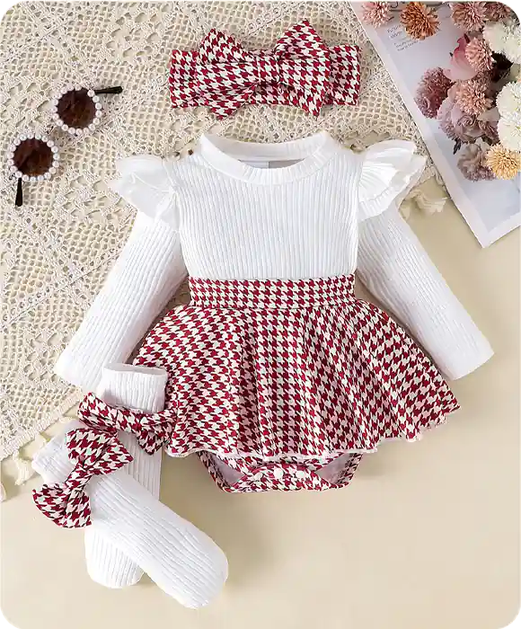 Conjunto Feminino Infantil Xadrez