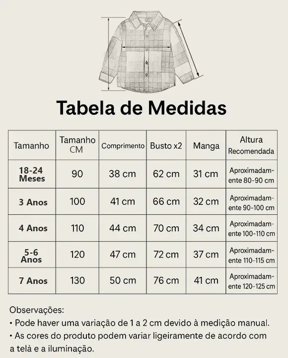 Camisa Xadrez Infantil Masculina