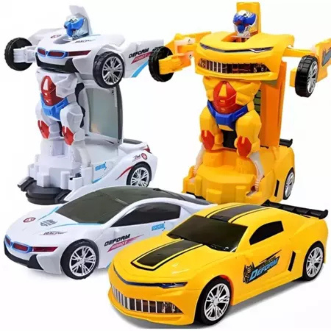 🚗🤖 TransformBot™ – Carrinho Robô 2 em 1 com Luz e Som Automáticos