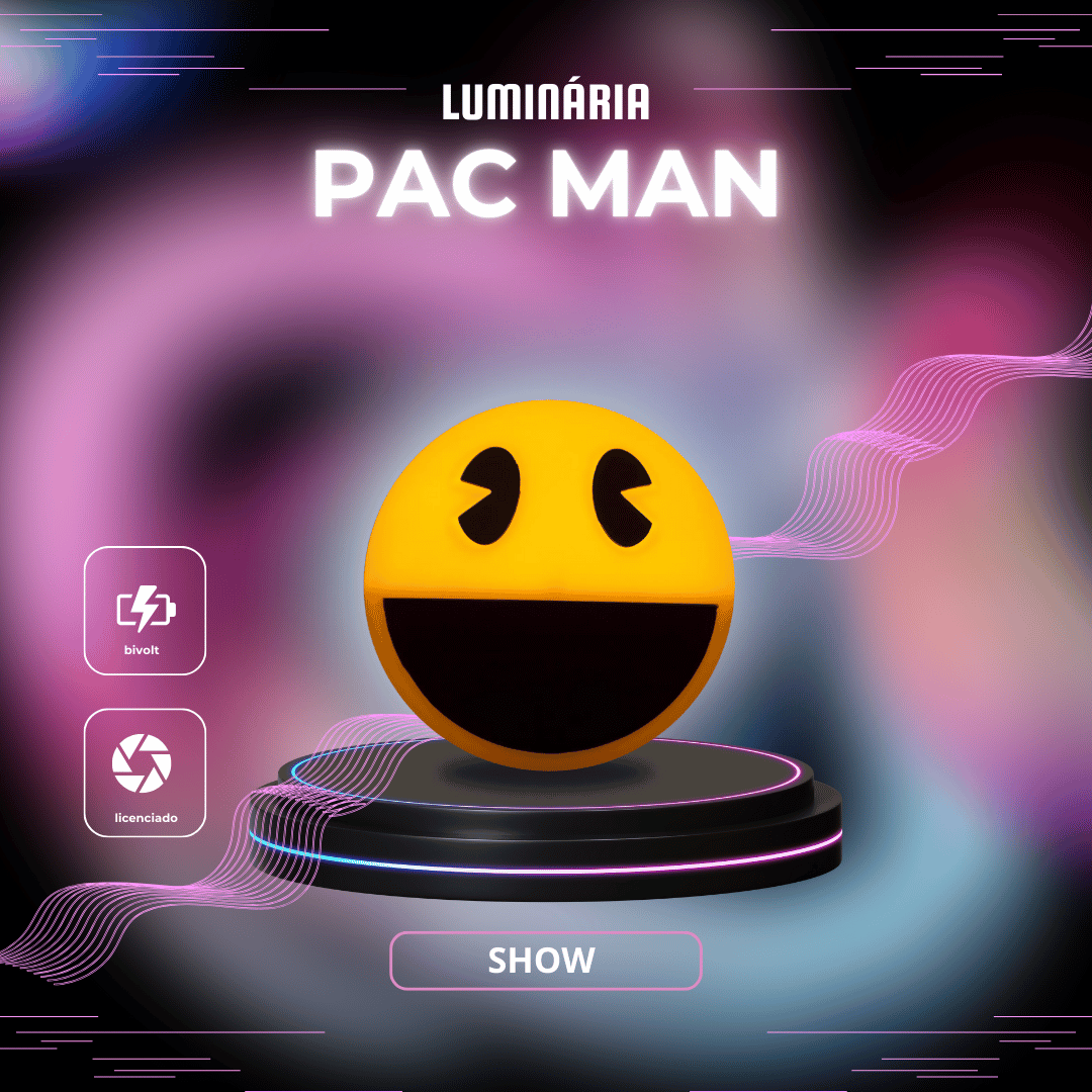 Luminária Geek Pac-man Nintendo Licenciada