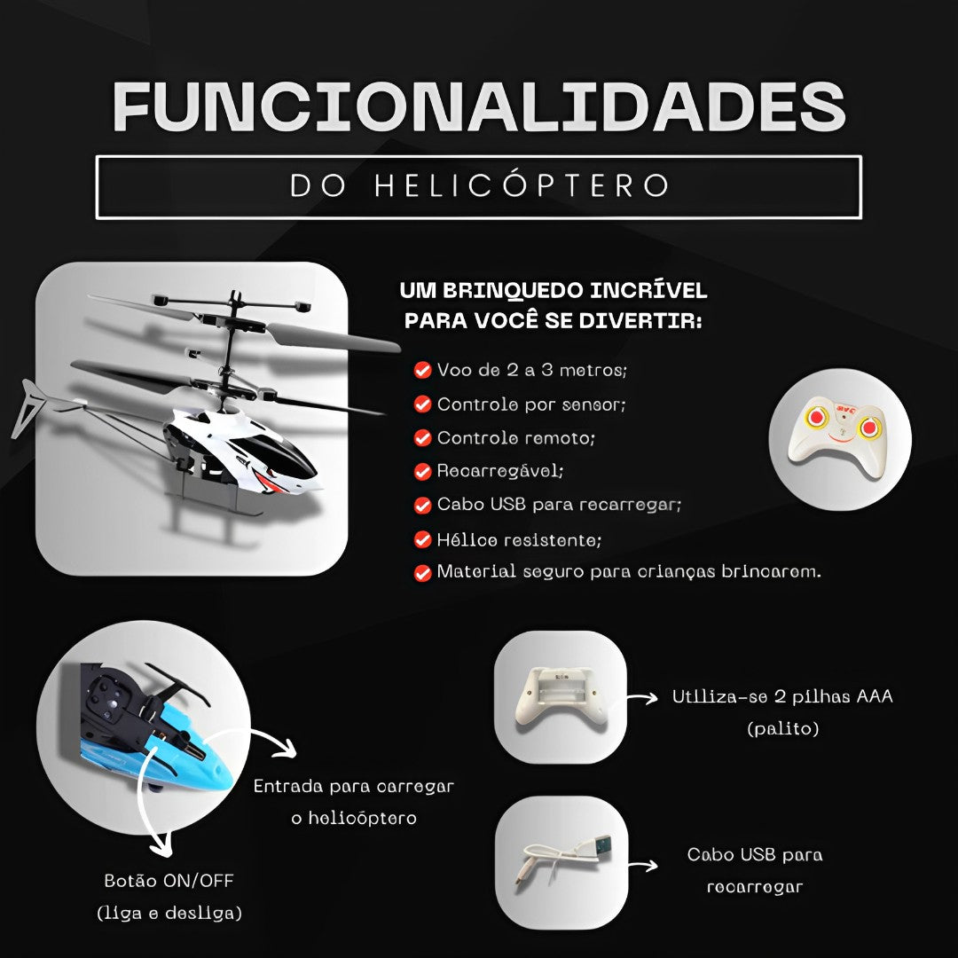 🚁 SkyFly™ – Helicóptero de Controle Remoto com Indução Infravermelho