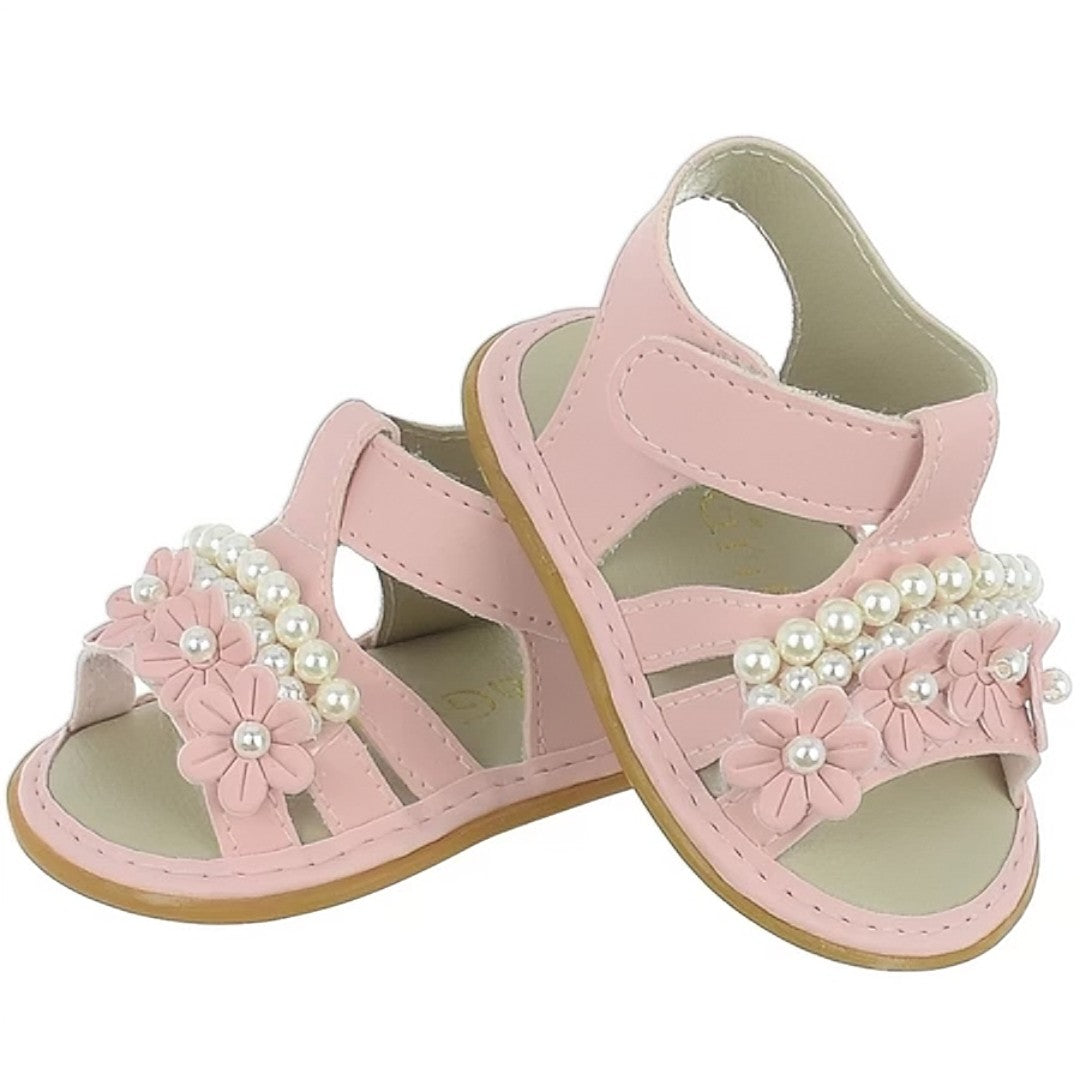 👶 PearlStep™ – Sandalinha Bordada com Pérolas para Bebê Menina