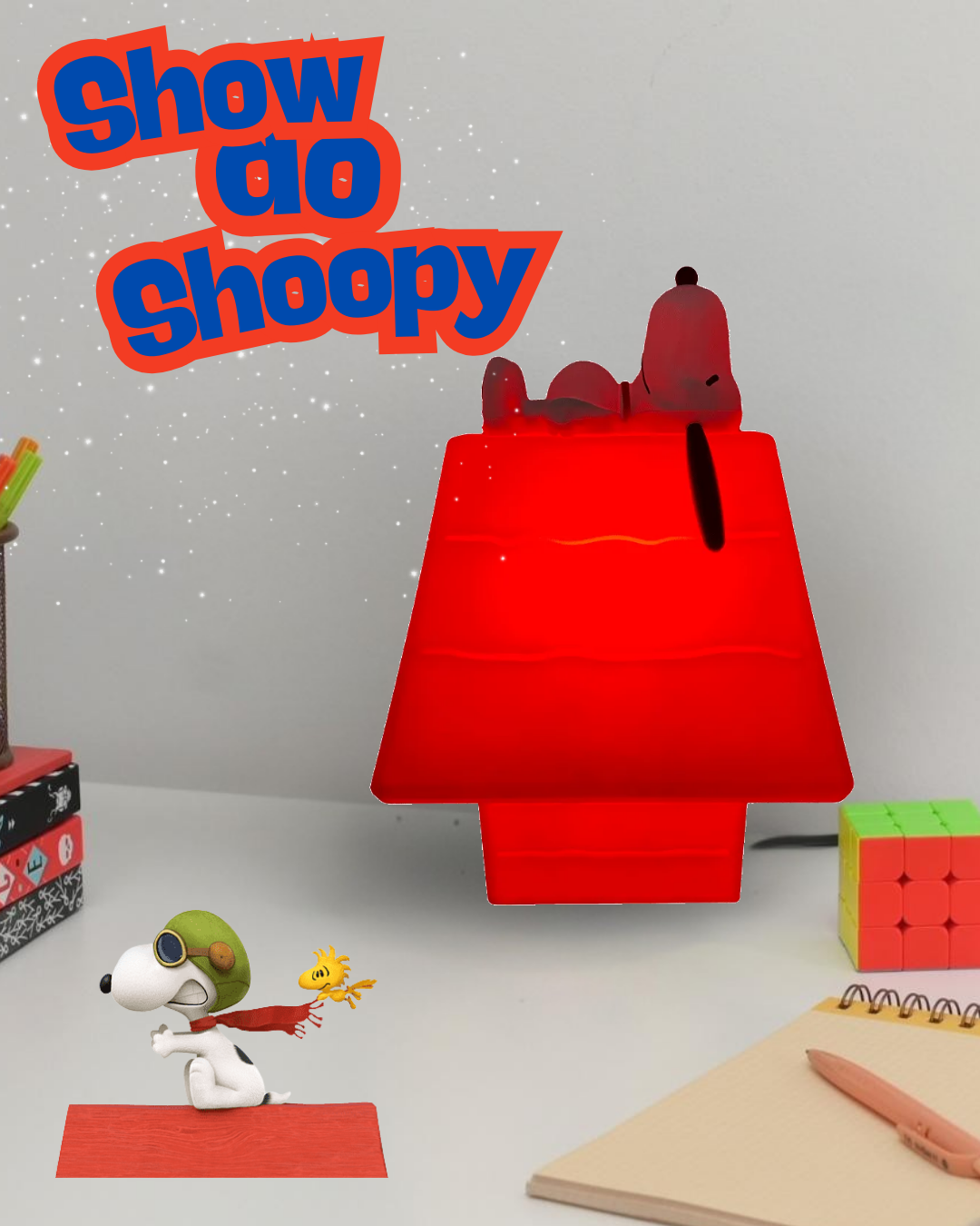 Luminária Infantil 3d Decorativa Snoopy Casinha Vermelha