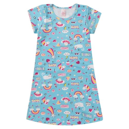 👗🌸 CottonCharm™ – Vestido Infantil Menina em Cotton Estampado com Ribana Canelada