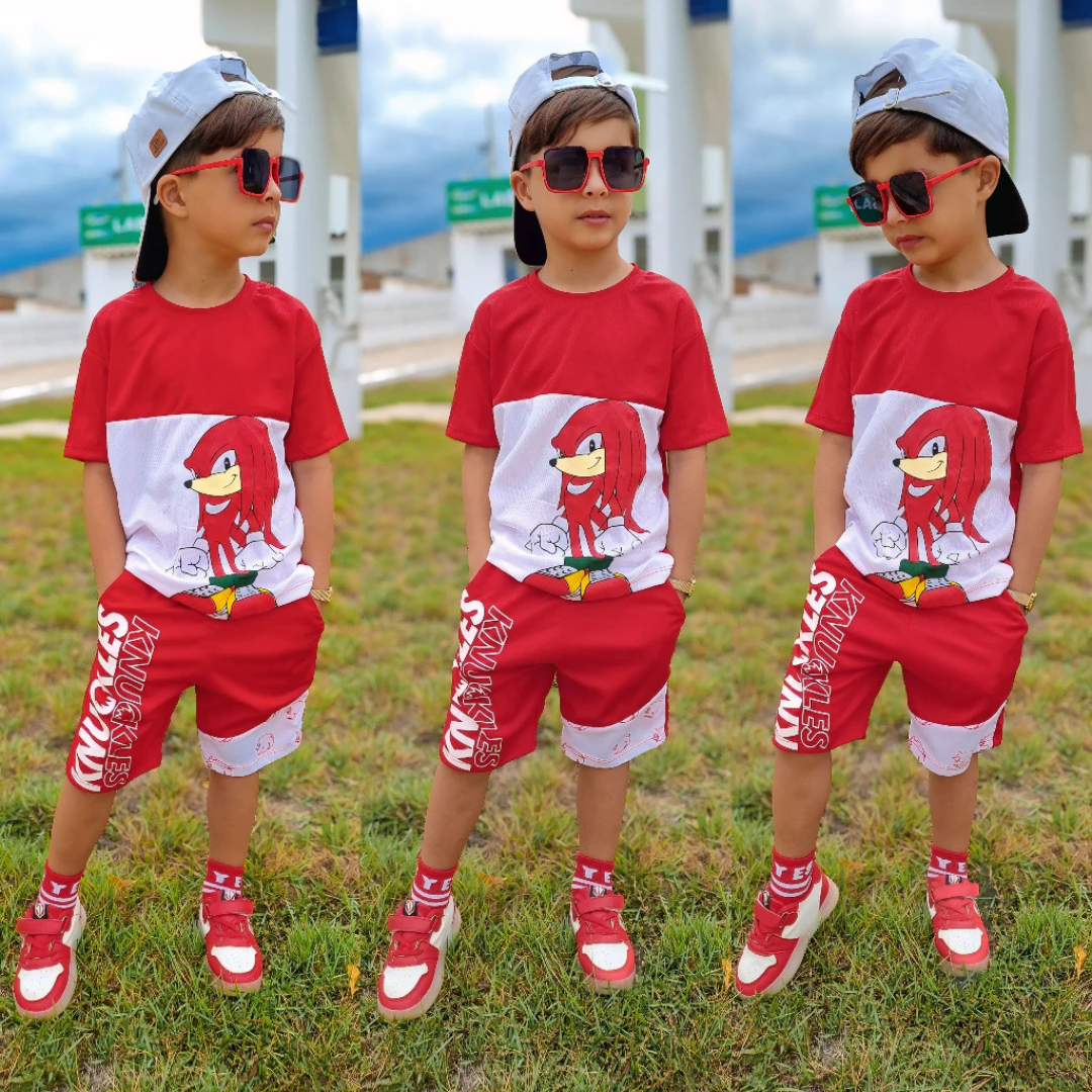 Conjunto Infantil Menino Bermuda & Camisa Masculina Juvenil Dryfit — Personagens (4 ao 14 anos)