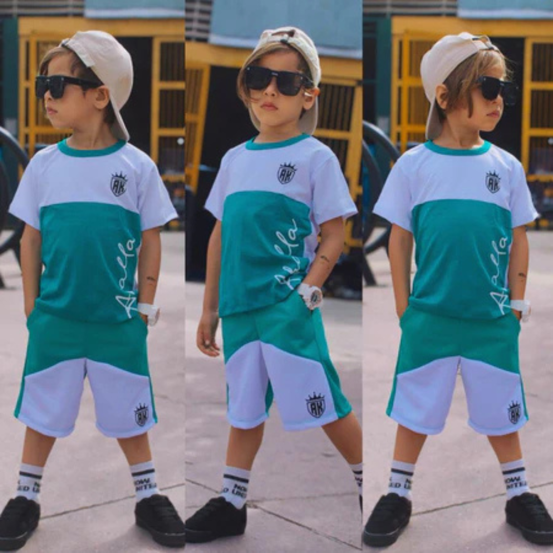 Conjunto Infantil Menino Juvenil Masculino Kit Bermuda e Camiseta Roupa Verão