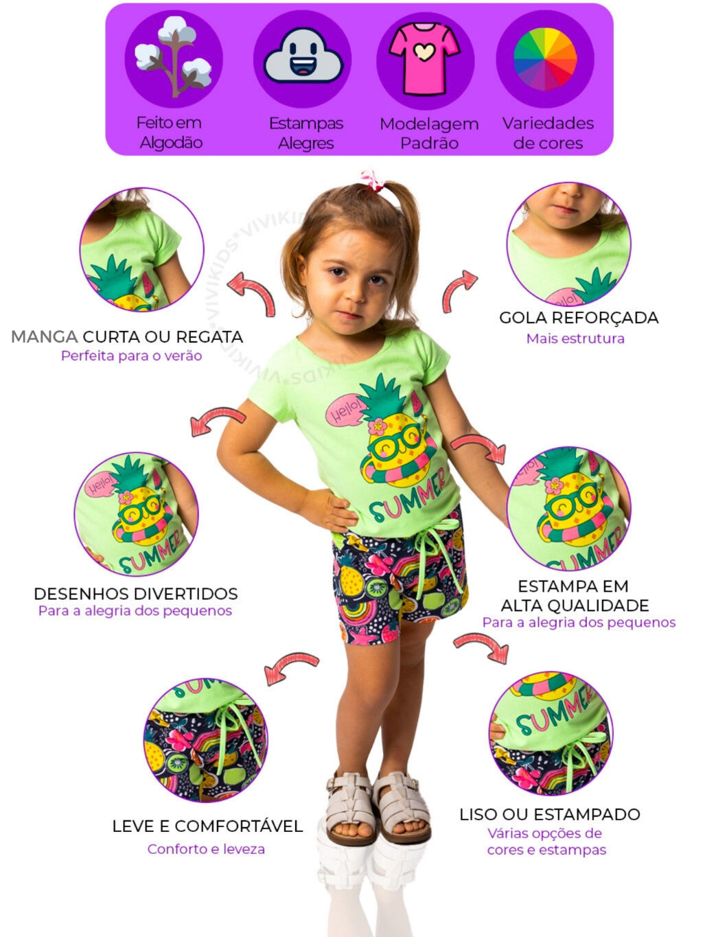 Kit 12 Peças Roupa Infantil Menina Verão Conjunto Criança Feminino Pronta Entrega