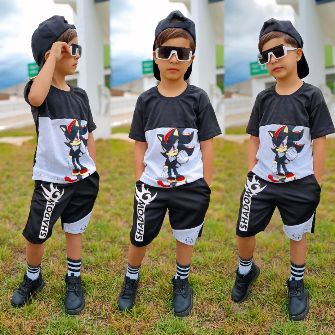 Conjunto Infantil Menino Bermuda & Camisa Masculina Juvenil Dryfit — Personagens (4 ao 14 anos)