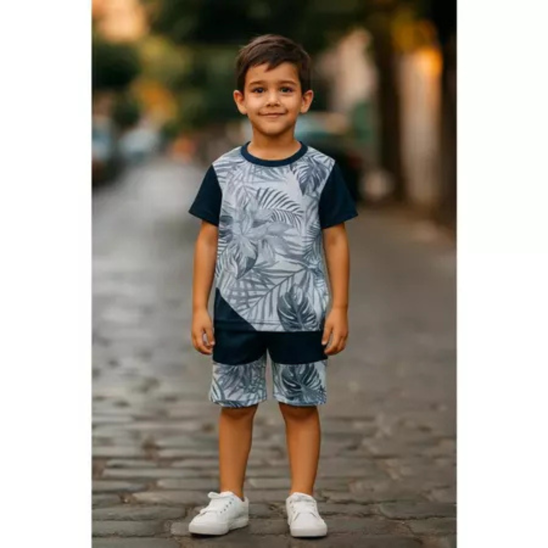 Conjunto Infantil Menino Bermuda & Camisa Masculina Juvenil Dryfit — Personagens (4 ao 14 anos)