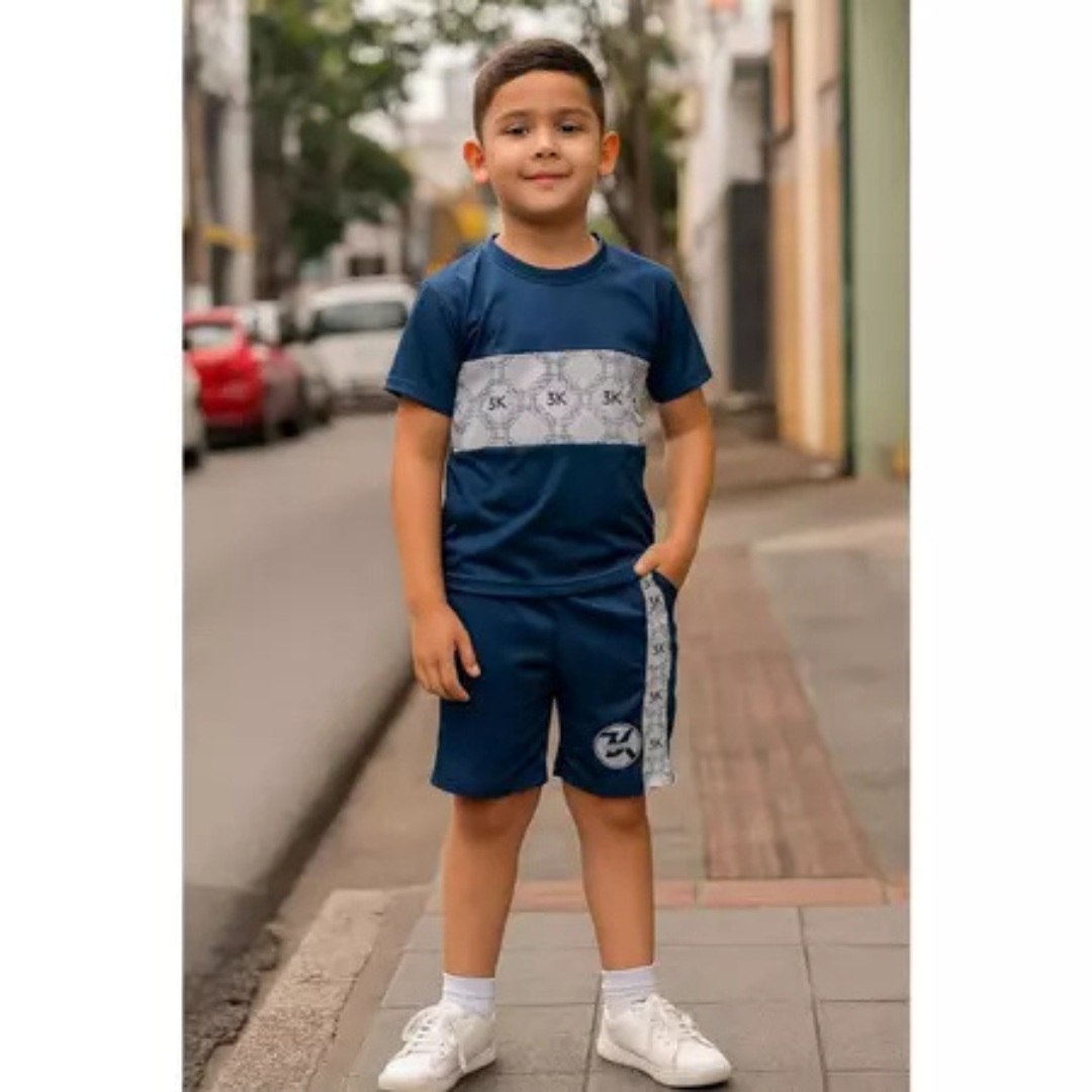 Conjunto Infantil Menino Bermuda & Camisa Masculina Juvenil Dryfit — Personagens (4 ao 14 anos)