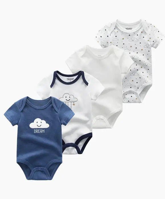 Kit 4 Peças De Roupas De Bebê - Body Manga Curta, Algodão