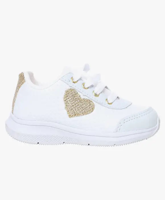 Tênis  Feminino Infantil Branco Com Detalhes
