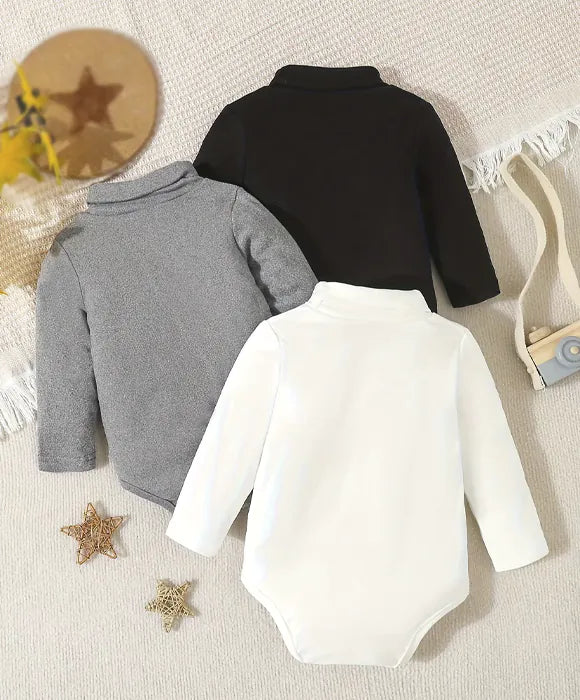 Kit 3 Macacão Body Infantil de Inverno Gola Alta